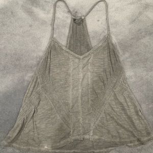 American Eagle Heather Gray Racerback Flowy Tank